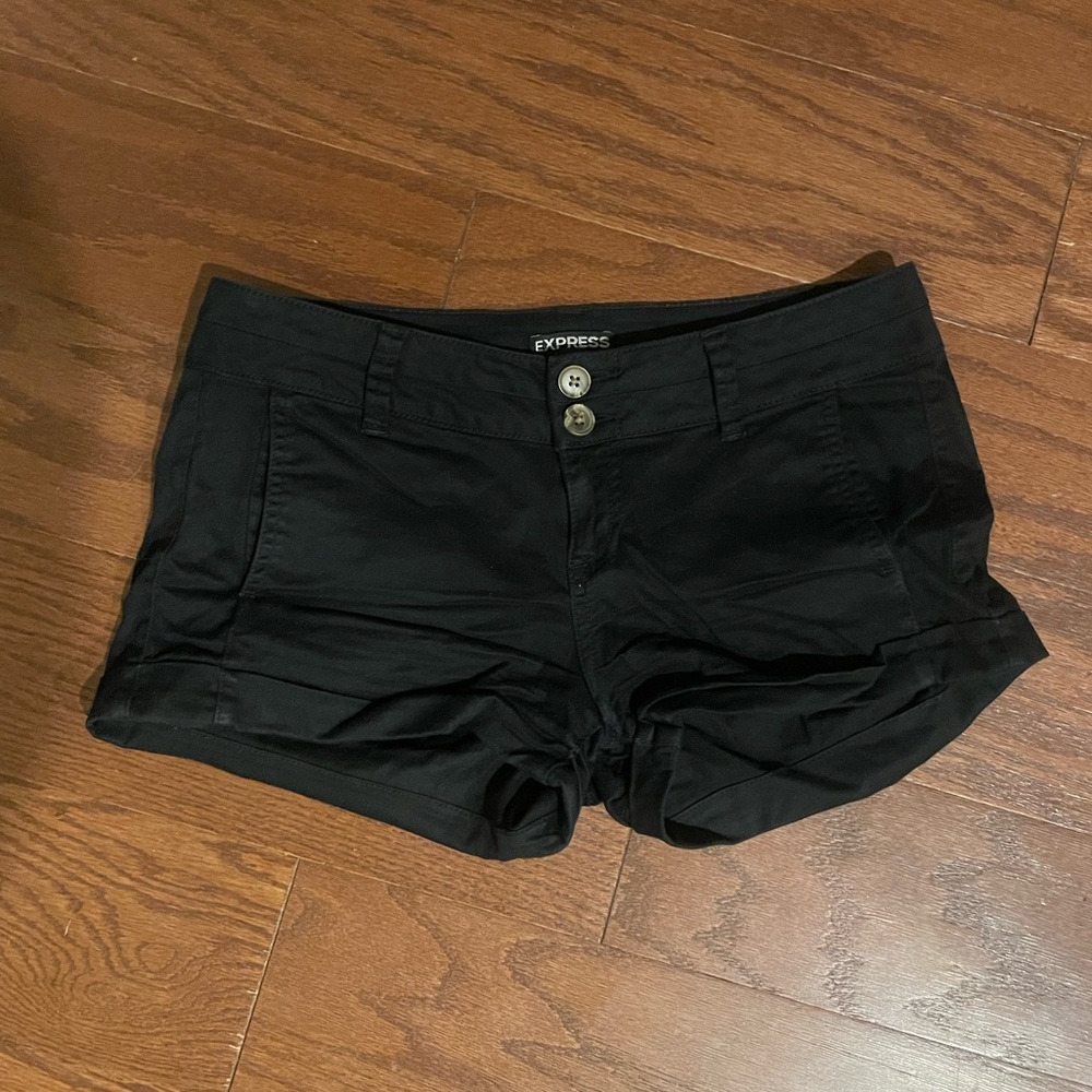 Express black cuffed short shorts